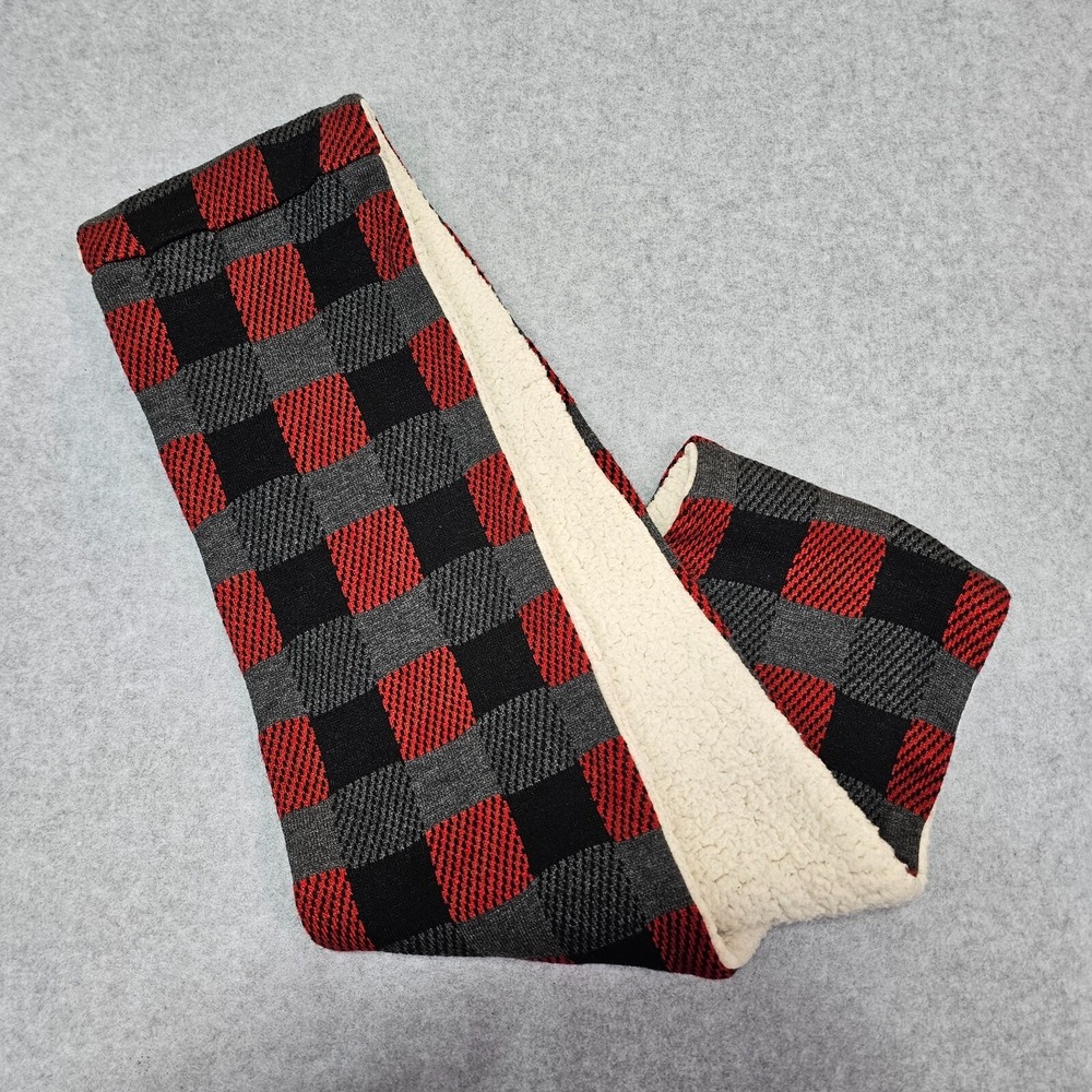 Woolrich Womens Eternity Loop Scarf Black Red Gray Plaid Sherpa Winter